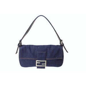 FENDI Mamma Bucket Hobo Shoulder bag indigo blue denim leather